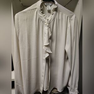 BNWOT WHBM Button Down Ruffle Dress Blouse